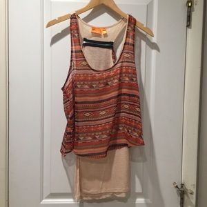 Urban Outfitters Aztec Layered Zipper Tank M